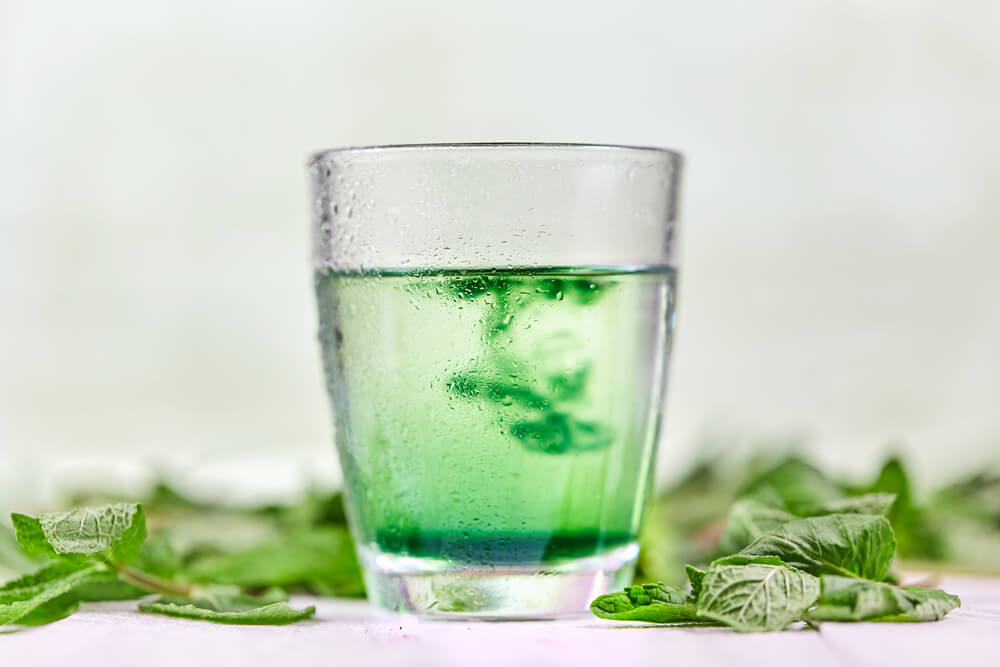 liquid chlorophyll in glass